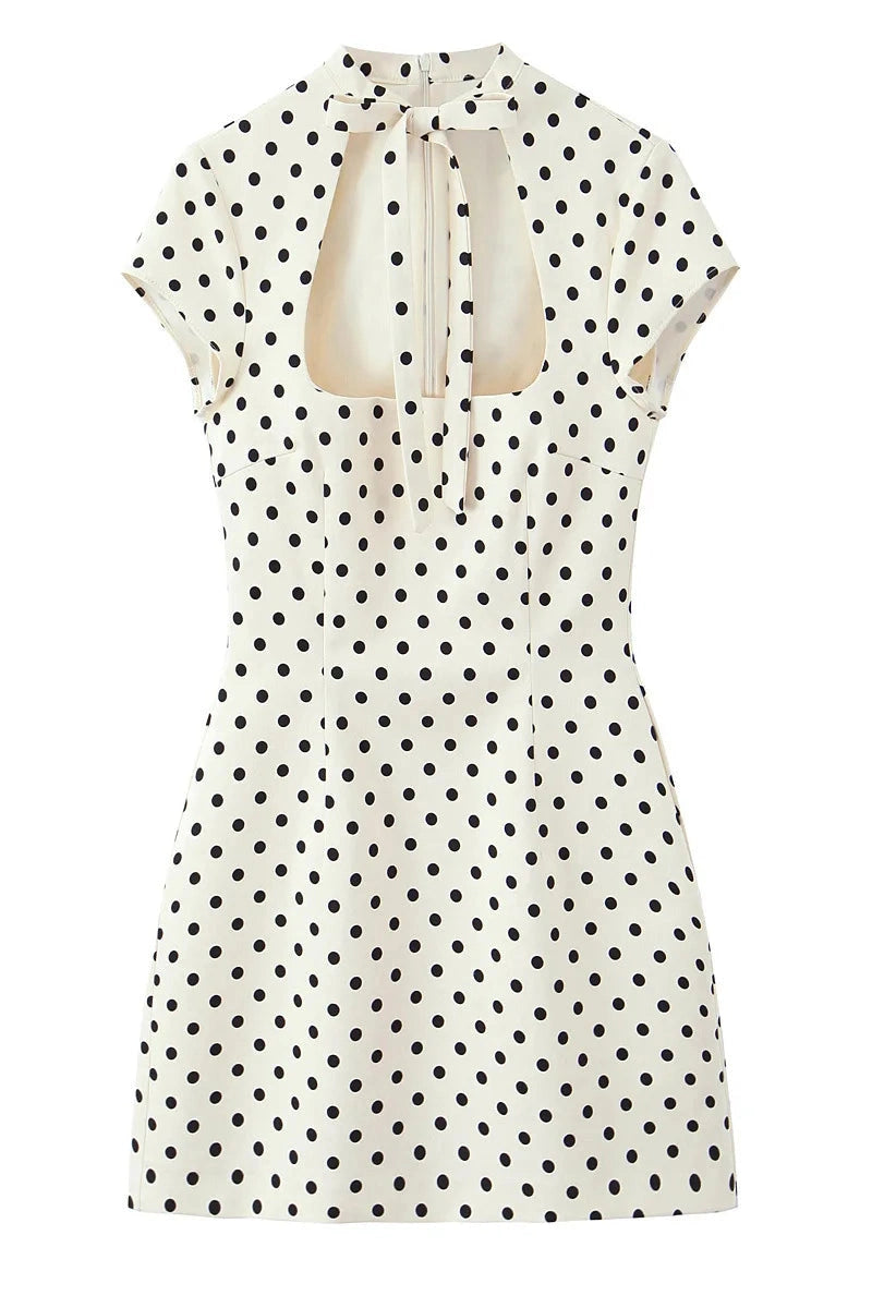 Glorol - Patchwork High Waist Short Sleeve Mini Dress