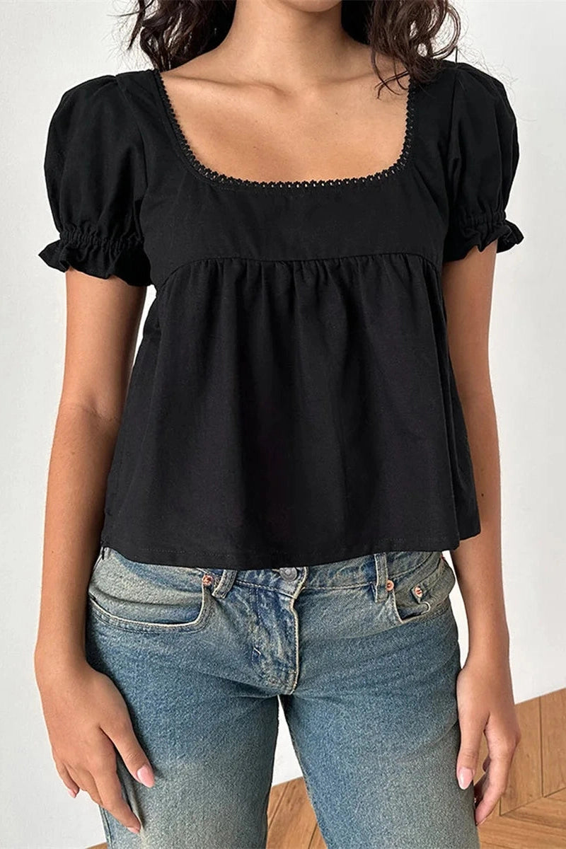 Glorol - Short Sleeve Square Neck Top