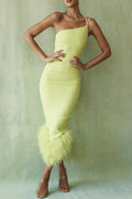 Glorol - Elegant Spaghetti Strap Backless Bodycon Midi Dress