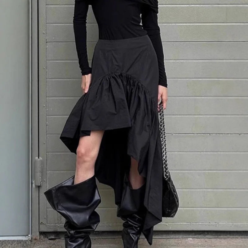 Glorol - High Waist A-line Splice Skirt
