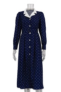 Glorol - Printed High Waist Long Sleeve Slim Midi Dress