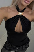 Glorol - Hollow Out Off-Shoulder Slim Backless Top
