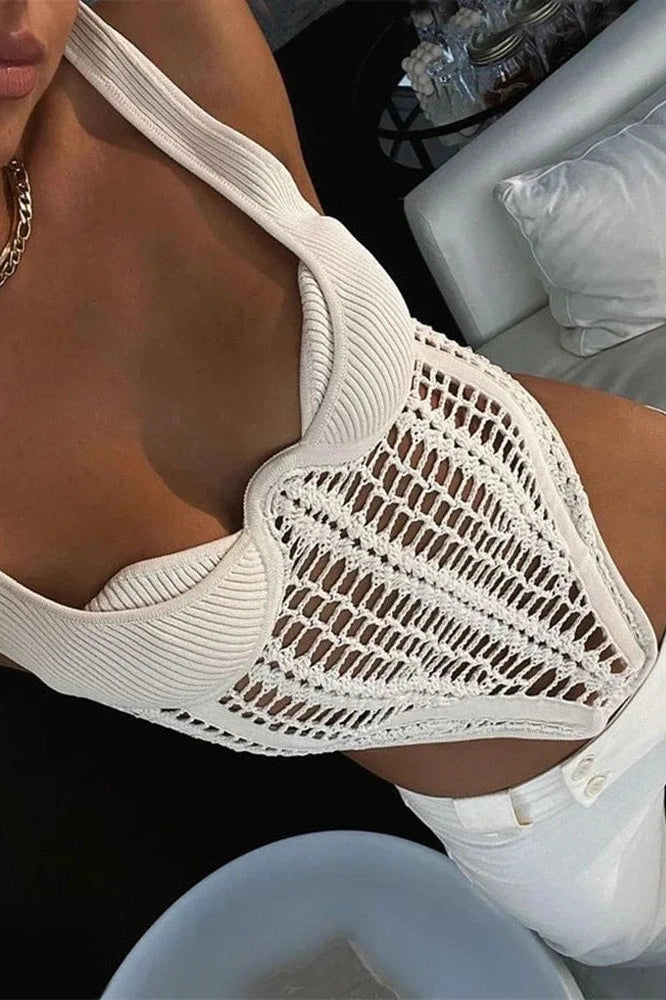 Glorol - Hollow Out Knitted Sleeveless Top