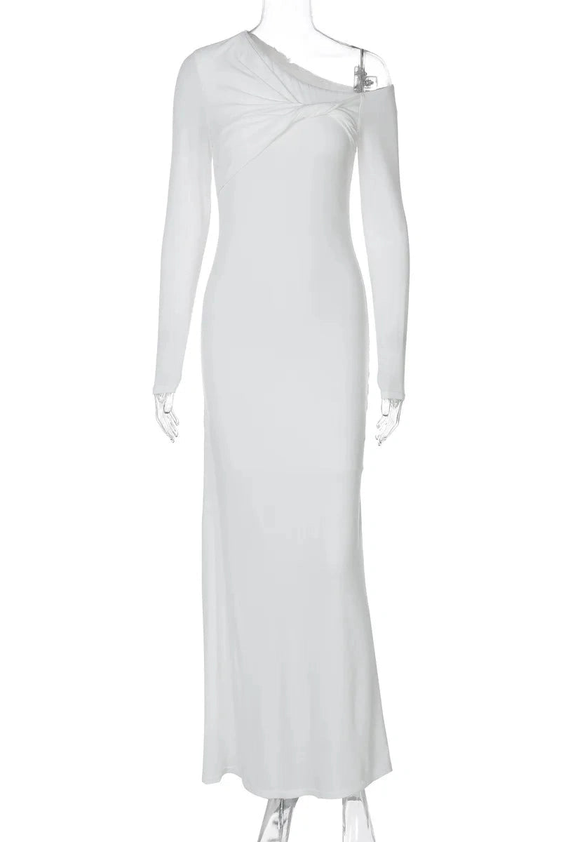 Glorol - Elegant Full Sleeve Slim High Waist Maxi Dress