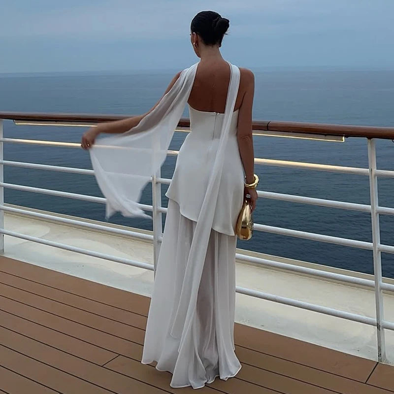 Glorol - Elegant Strapless Sleeveless Maxi Dress