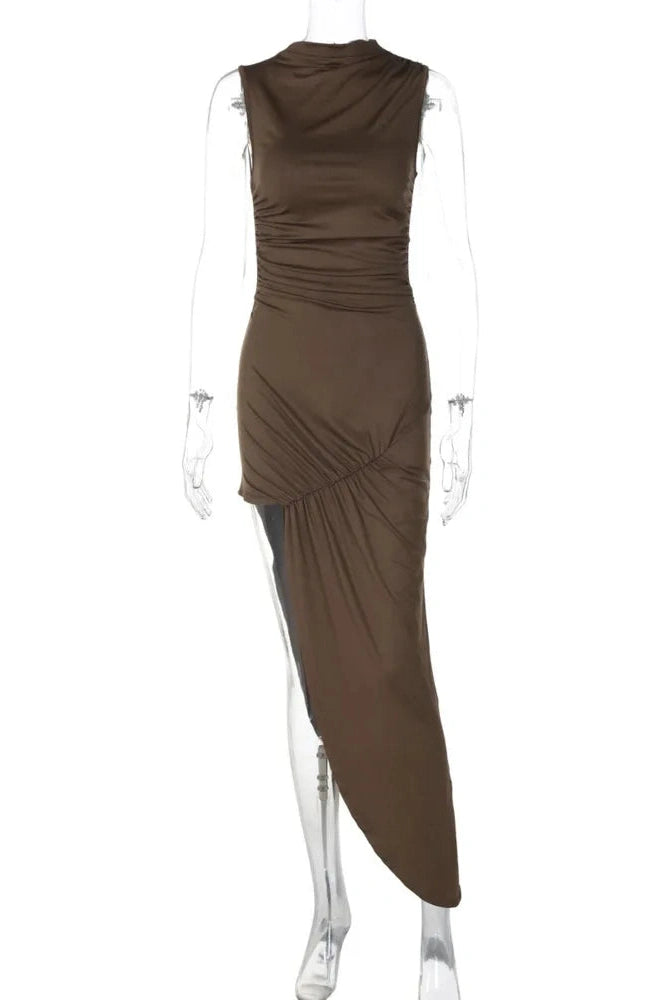 Glorol - O Neck Sleeveless High Waist Split Maxi Dress