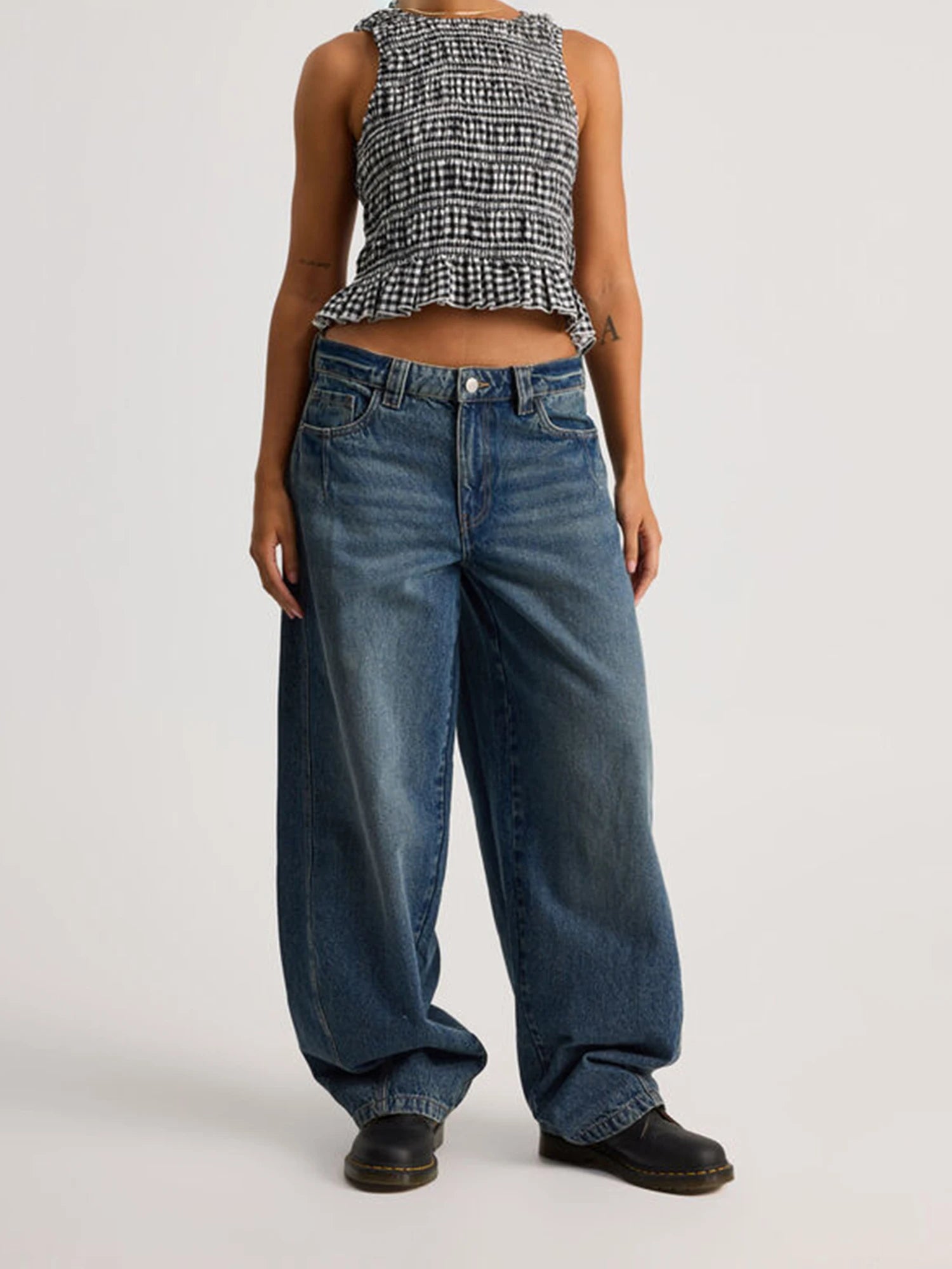 Glorol - Sleeveless O-Neck Plaid Top