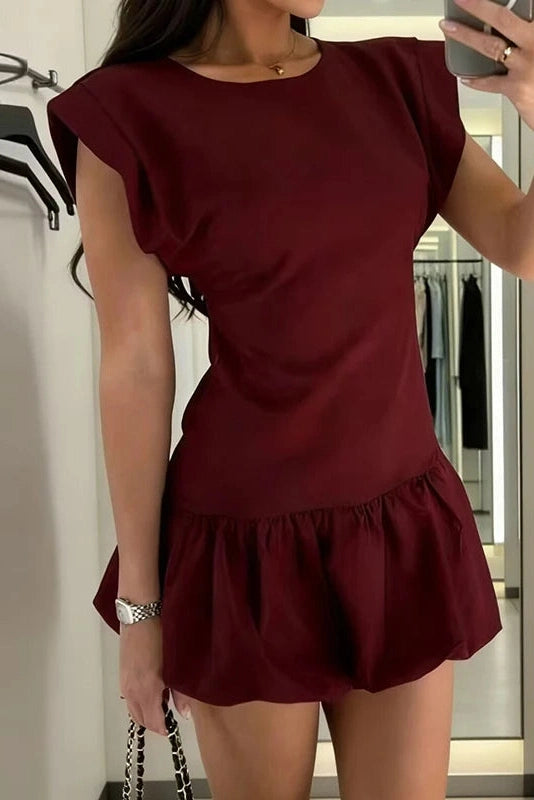 Glorol - Hollow Out High Waist O-Neck Sleeveless Mini Dress