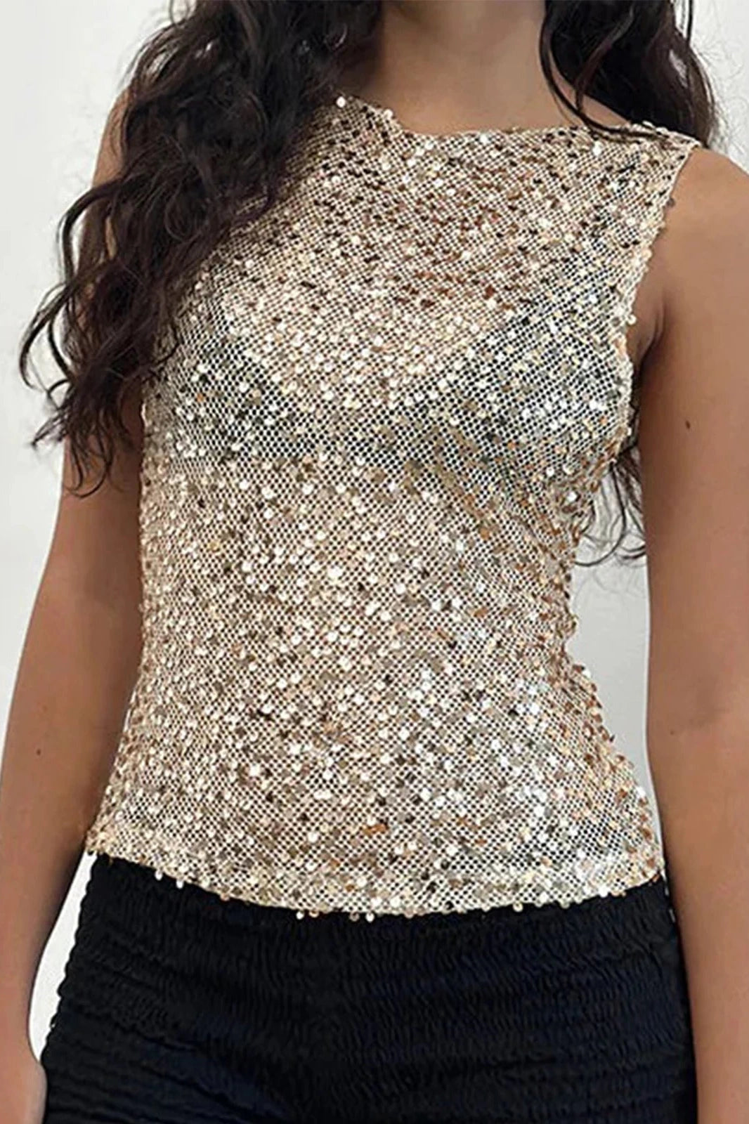 Glorol - See-Through Sleeveless Slim Fit Top