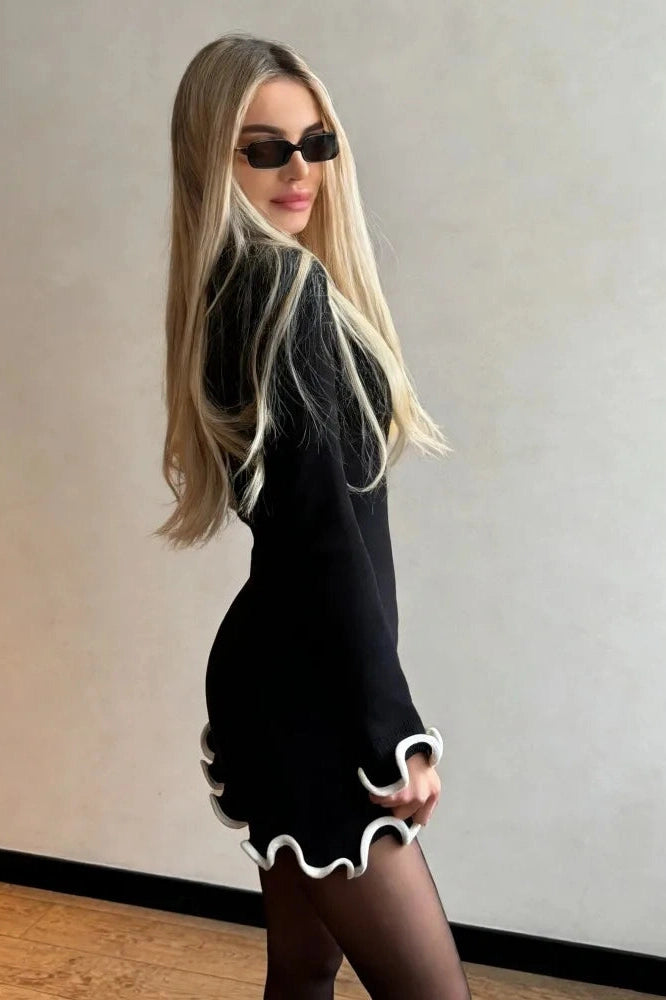 Glorol - Slim Patchwork High Waist Mini Dress