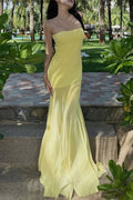Glorol - Off-Shoulder Slim See-Through Patchwork Maxi Dress