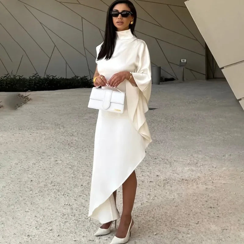 Glorol - One Shoulder Sleeve Loose Irregular Maxi Dress