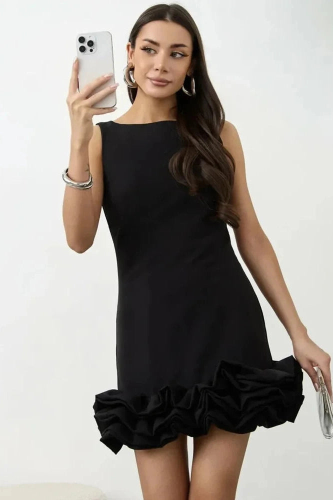 Glorol - Patchwork Sleeveless High Waist Backless Mini Dress