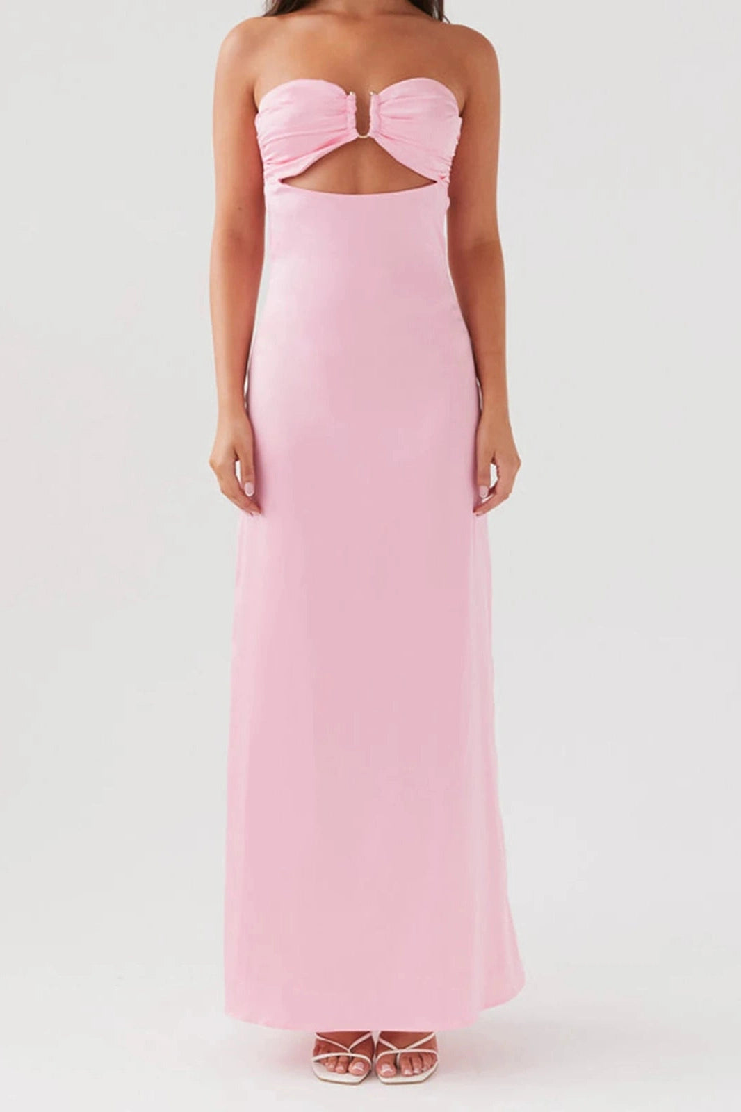Glorol - Floral Print Backless Strapless Maxi Dress