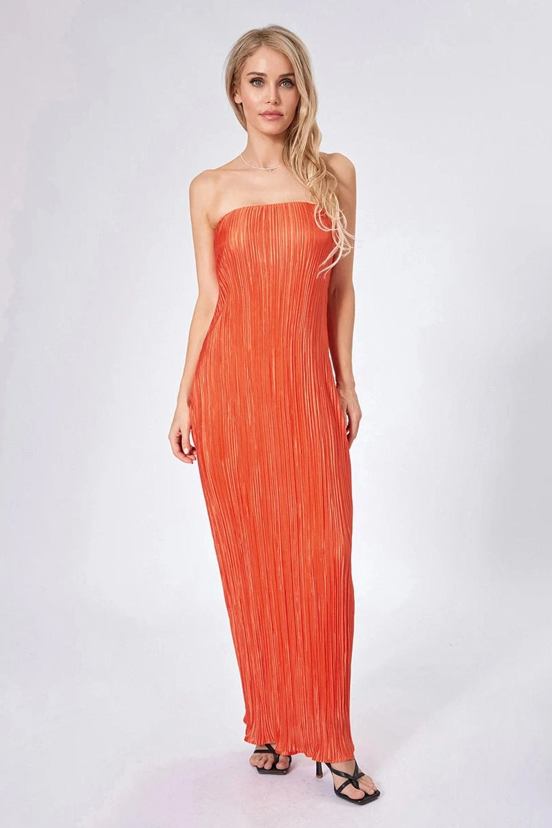 Glorol - Sleeveless Off-Shoulder Strapless Maxi Dress