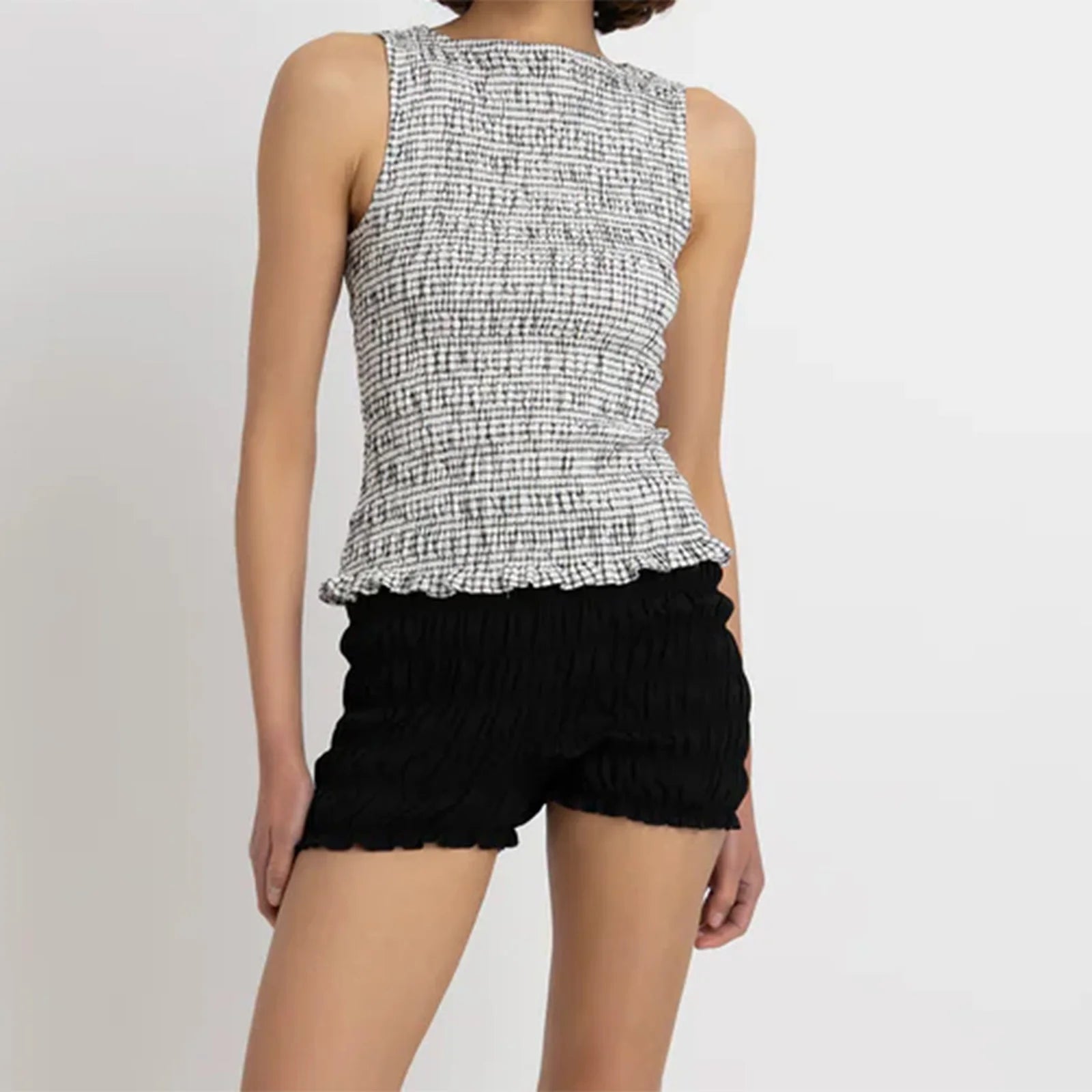 Glorol - Plaid Sleeveless Slim Fit Top
