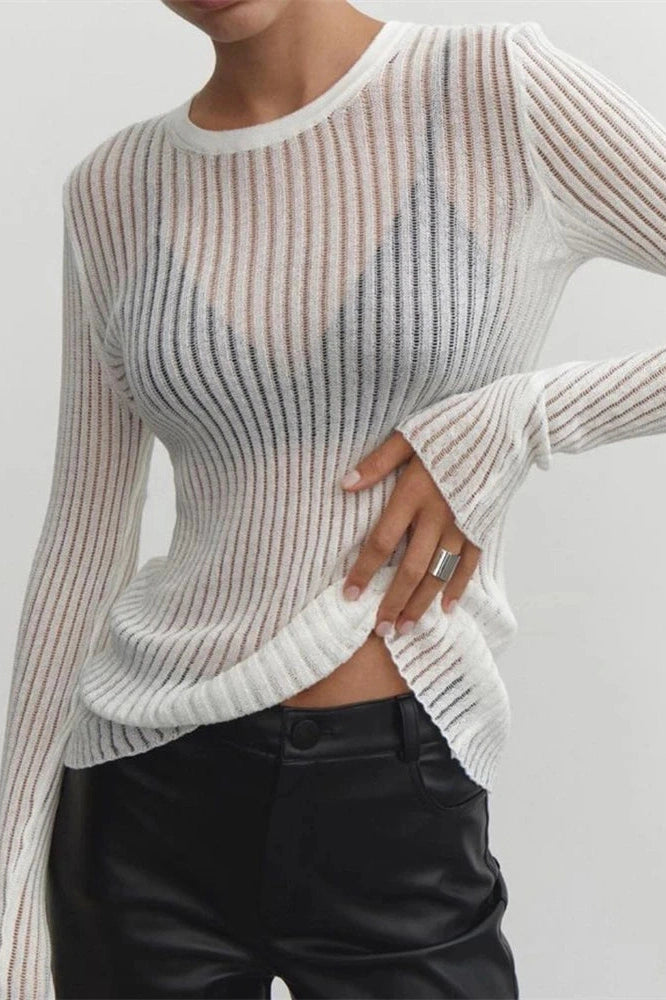 Glorol - See-Through Slim Long Sleeve Top