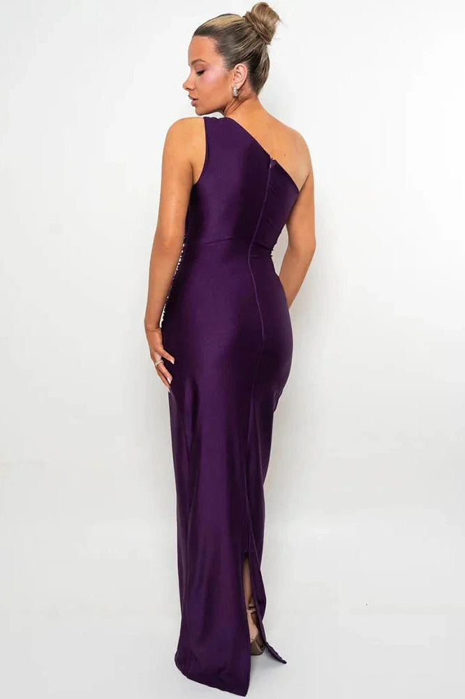 Glorol - One Shoulder Backless Sleeveless Bodycon Maxi Dress