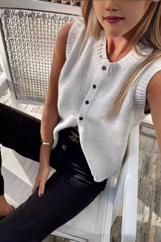 Glorol - Single-Breasted Sleeveless Top