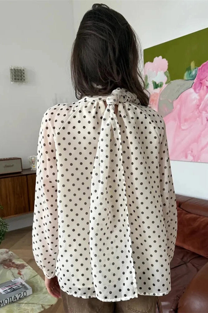Glorol - Patchwork Loose Long Sleeve Lace-Up Top