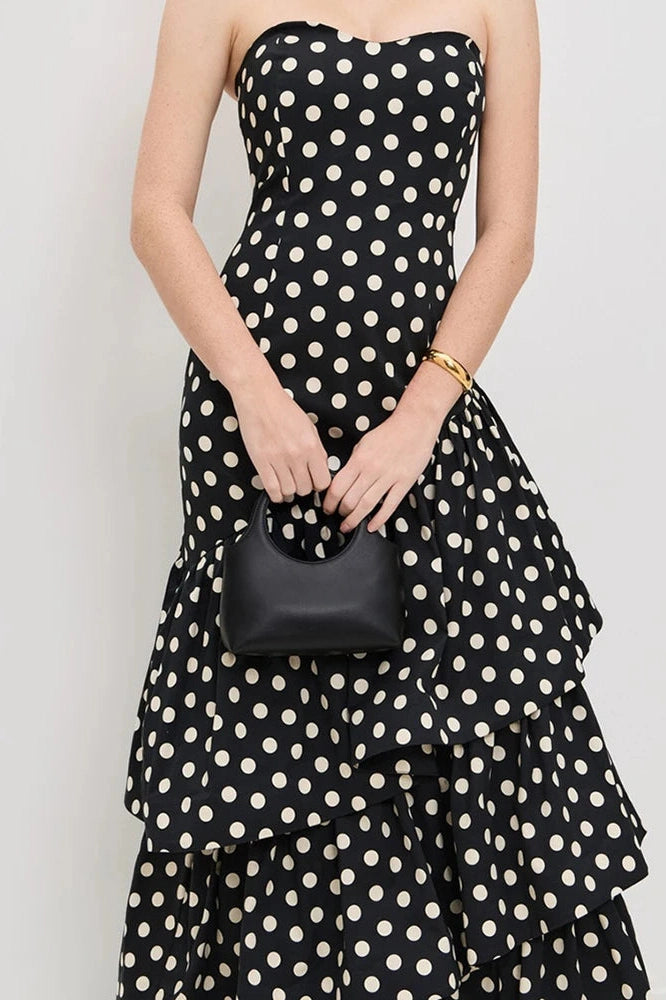 Glorol - Elegant Off Shoulder High Waist Polka Dot Print Maxi Dress
