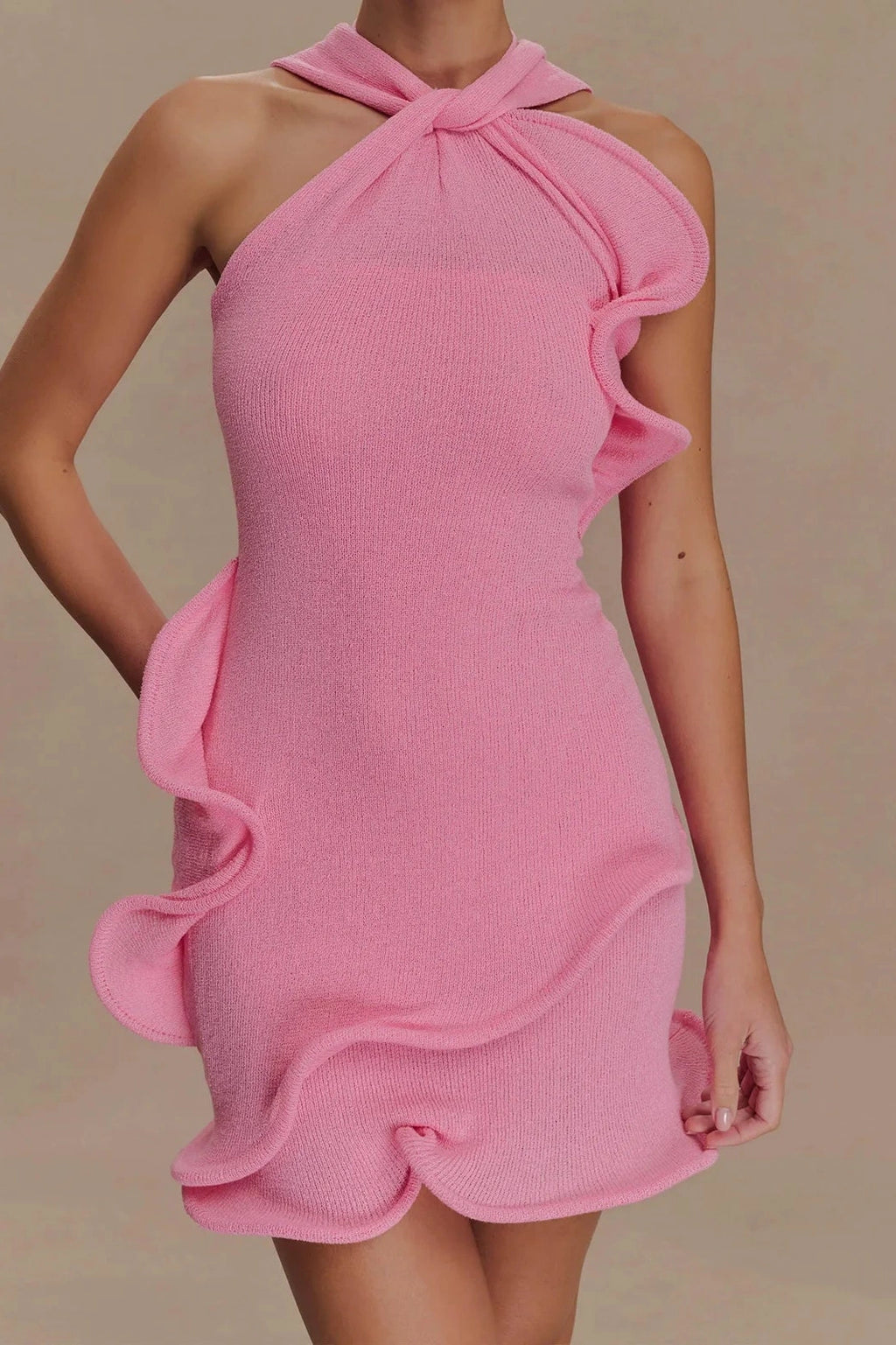 Glorol - Elegant Knitted Sleeveless Mini Dress