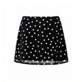 Glorol - Polka Dot Chiffon Flared Hem Low Waist A-line Skirt