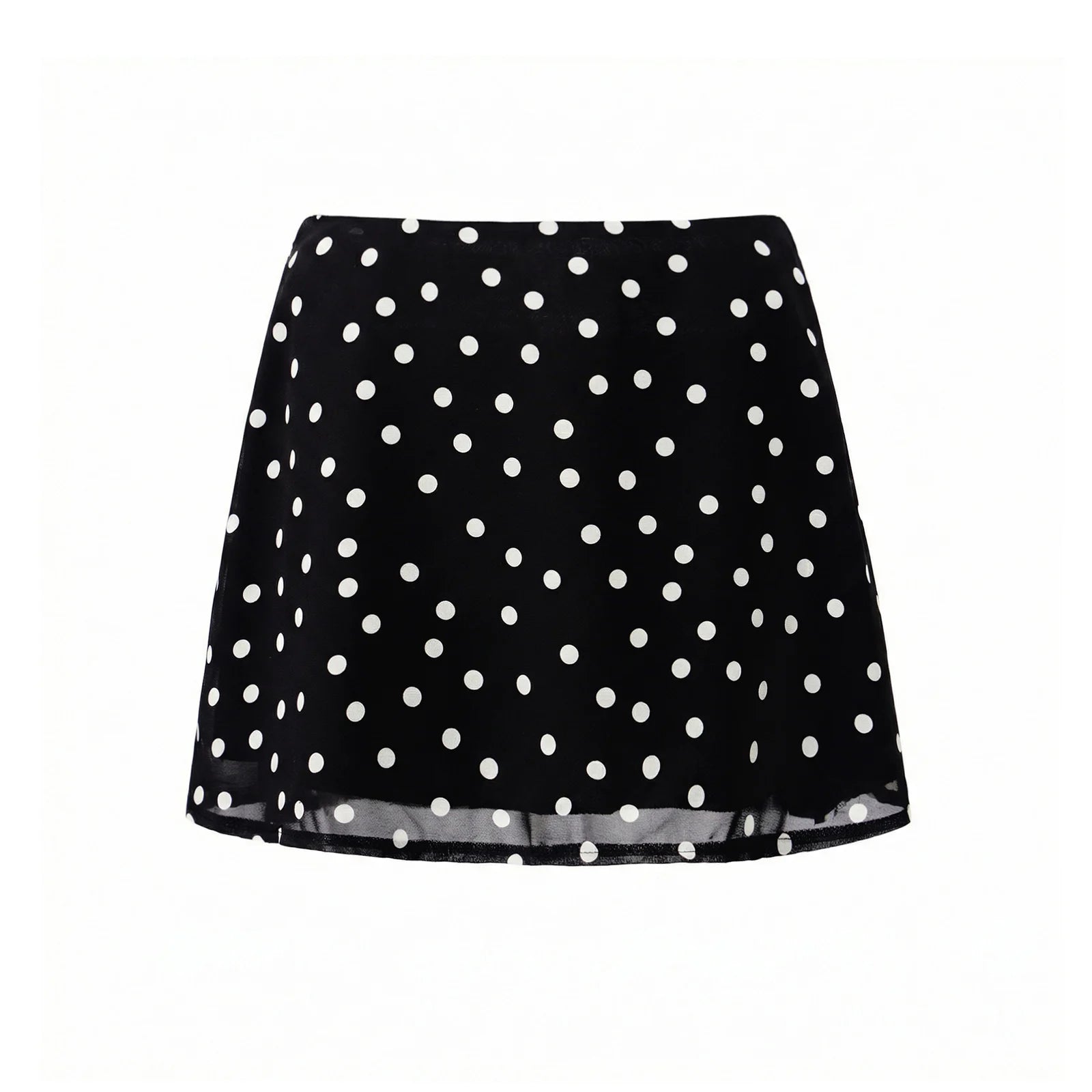 Glorol - Polka Dot Chiffon Flared Hem Low Waist A-line Skirt