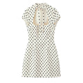 Glorol - Elegant Polka Dot Lace-Up Hollow Out Mini Dress