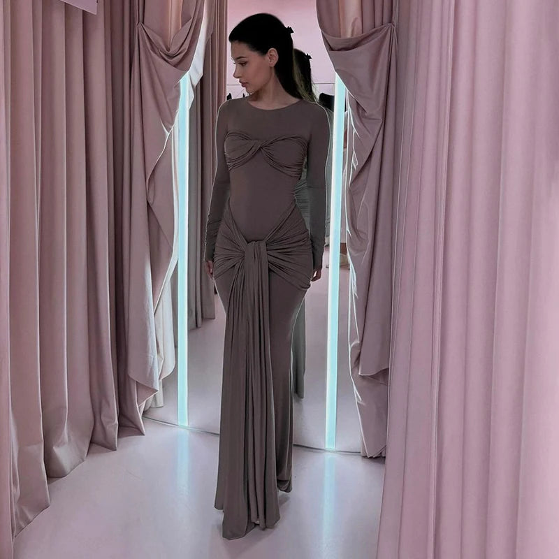 Glorol - Elegant Long Sleeve Bodycon Maxi Dress