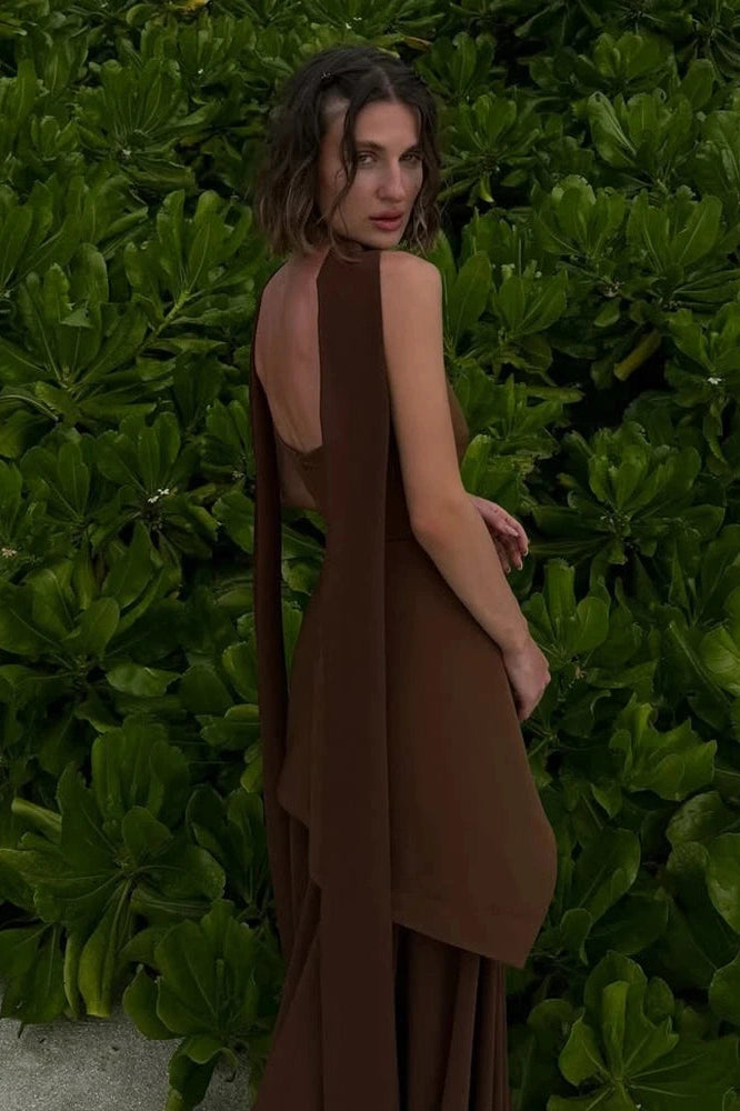 Glorol - Elegant Strapless Sleeveless Mesh Maxi Dress