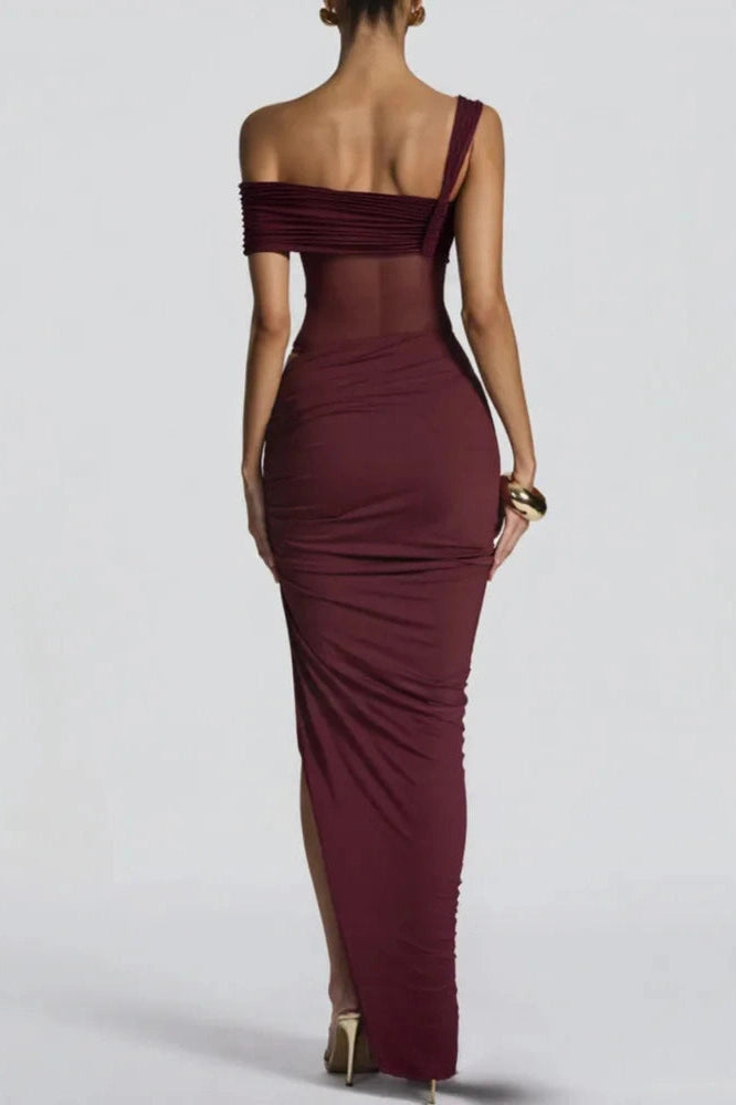 Glorol - One Shoulder Backless Sleeveless High Split Maxi Dress