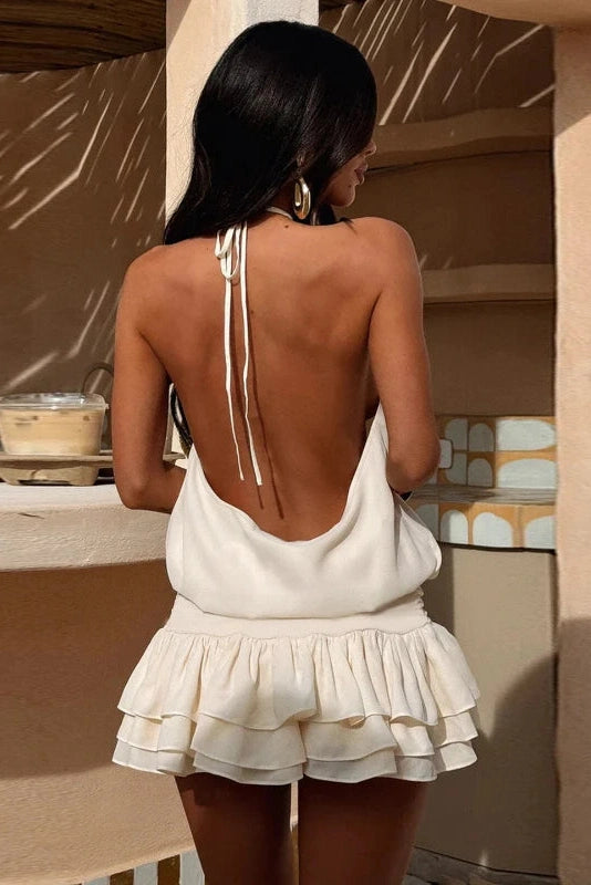 Glorol - Elegant High Waist Backless Slim Mini Dress