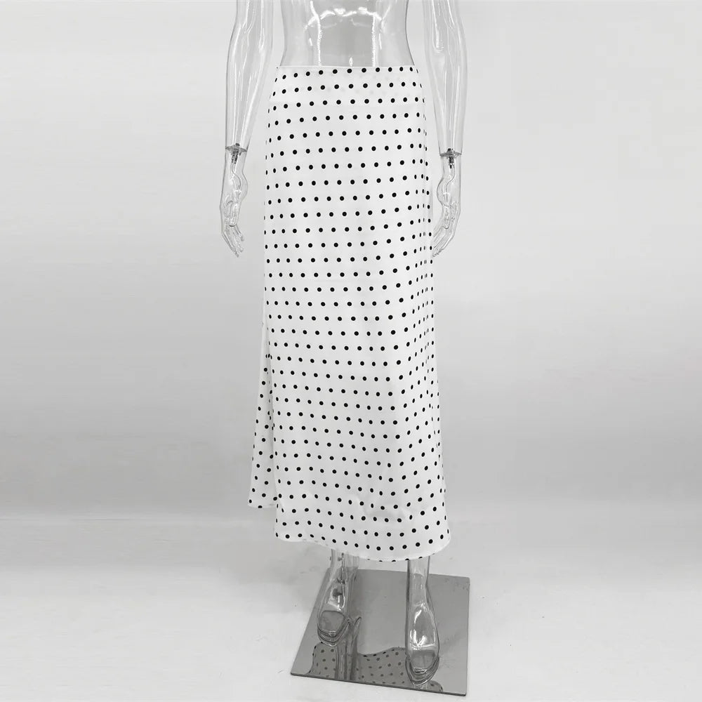 Glorol - High Waist Polka Dot Printed Skirt