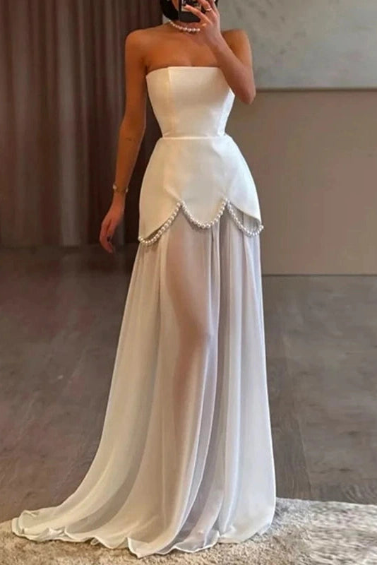 Glorol - Elegant Pleated Sleeveless Maxi Dress