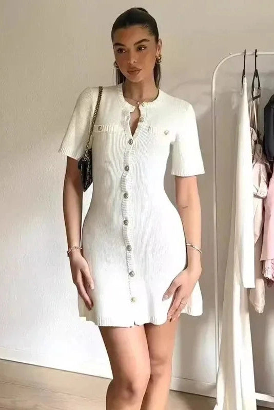 Glorol - Elegant Knitted Slim Mini Dress