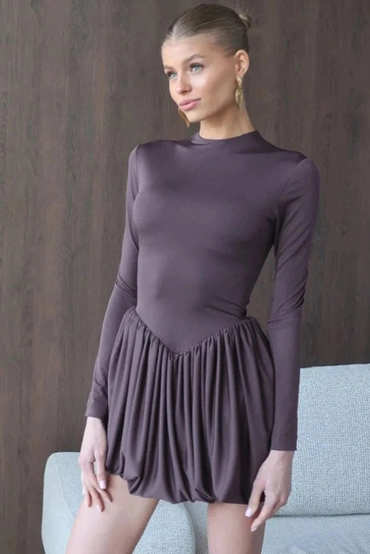 Glorol - Elegant Hollow Button Slim High Waist Mini Dress