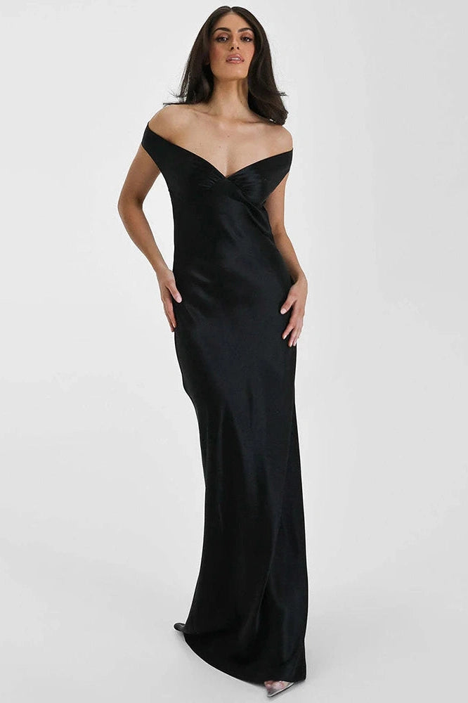 Glorol - Off-Shoulder Backless Strapless Sleeveless High Waist Maxi Dress