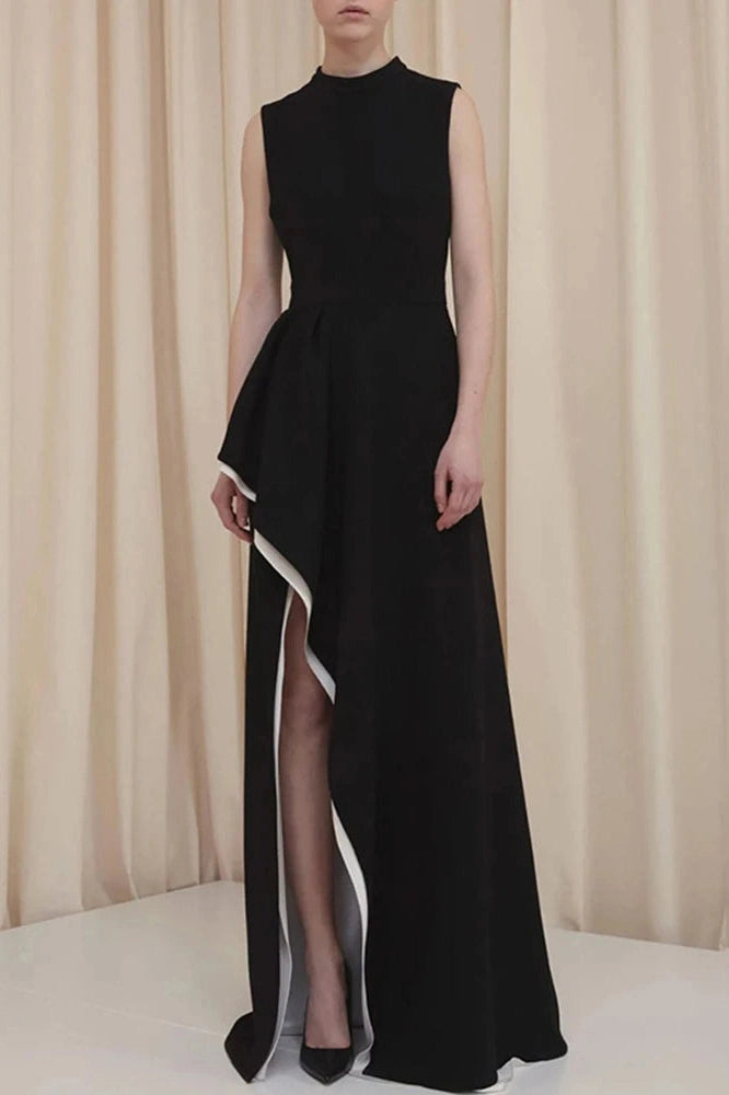 Glorol - Elegant O-Neck Sleeveless High Split Maxi Dress