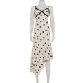 Glorol - Lace Printed V Neck Spaghetti Strap Slim Midi Dress