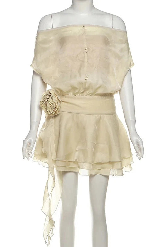 Glorol - Elegant Backless Off-Shoulder Mini Dress