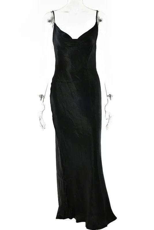 Glorol - Elegant Spaghetti Strap Sleeveless Backless Maxi Dress