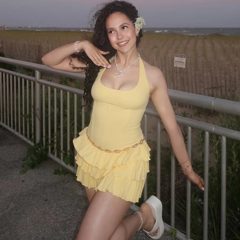Glorol - Sleeveless High Waist Slim Mini Dress