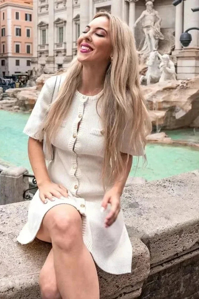 Glorol - Elegant Knitted Slim Mini Dress
