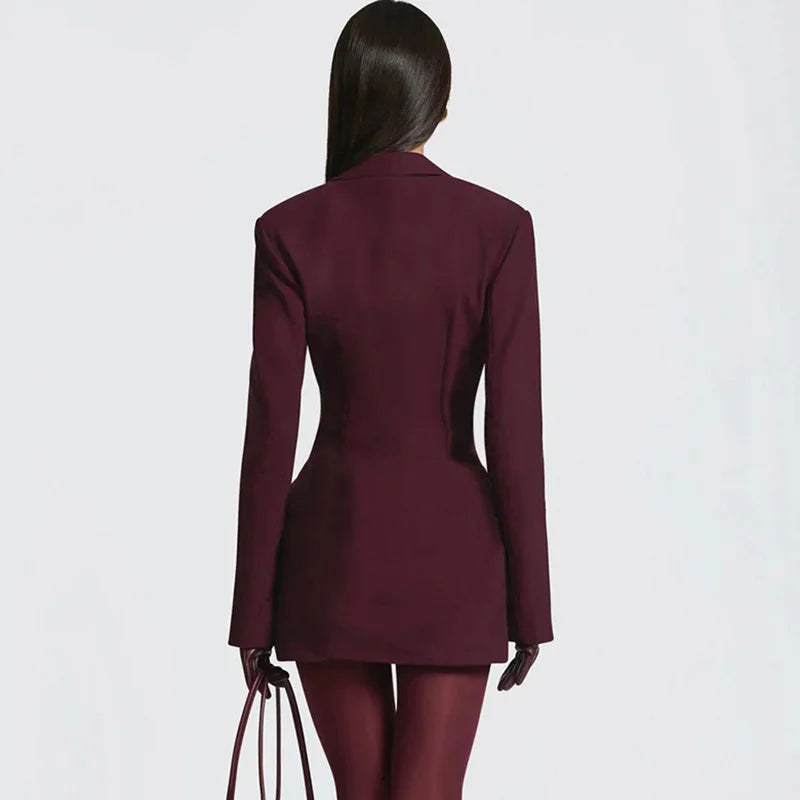 Glorol - Deep V-Neck High Waist Patchwork Mini Dress
