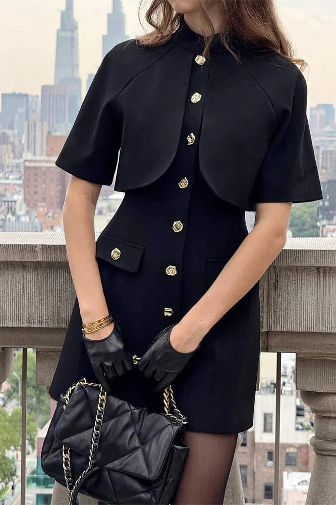 Glorol - Patchwork Short Sleeve Slim Mini Dress
