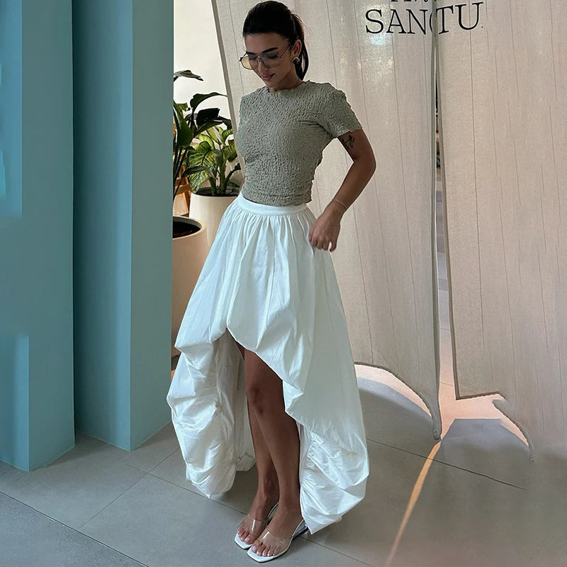 Glorol - Irregular Flower Buds Cotton Skirt
