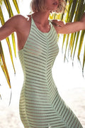 Glorol - Elegant Hollow Out Sleeveless Knitted Maxi Dress