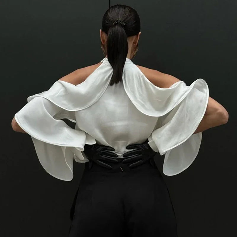 Glorol - Round Collar Off-Shoulder Top