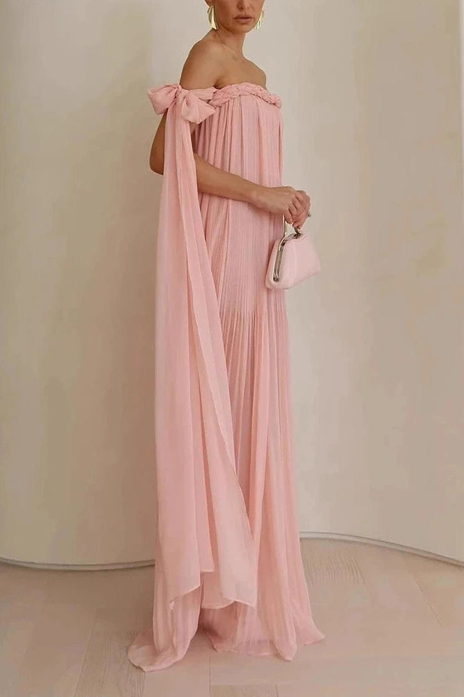 Glorol - Off-Shoulder High Waist Maxi Dress